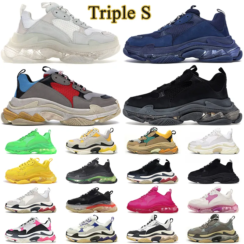 triple s uomo donna designer scarpe casual di lusso scarpe da ginnastica con suola trasparente piattaforma nero bianco rosso neon verde rosa blu scarpe da ginnastica outdoor da uomo Tennis