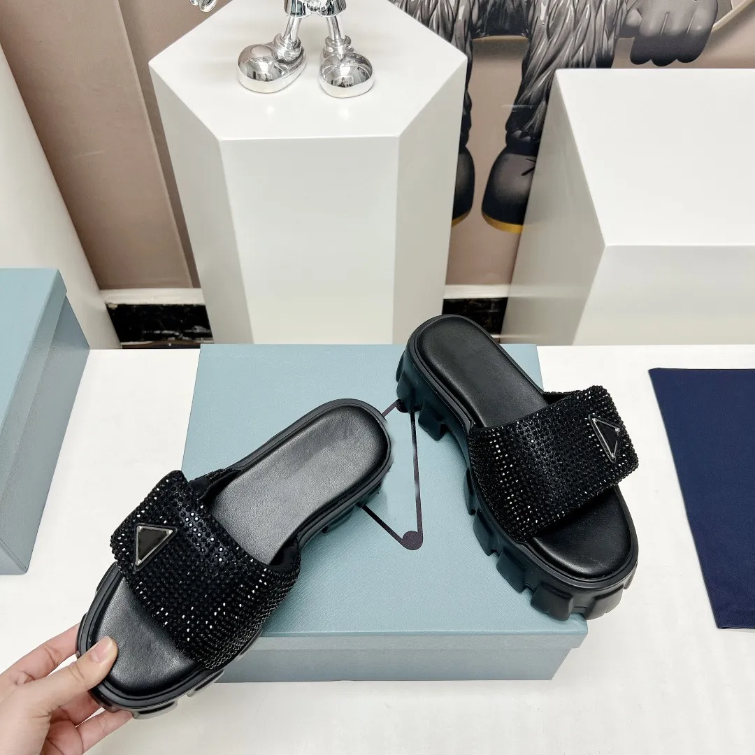 Rhinestone translucent lug embossed slide sandals sale