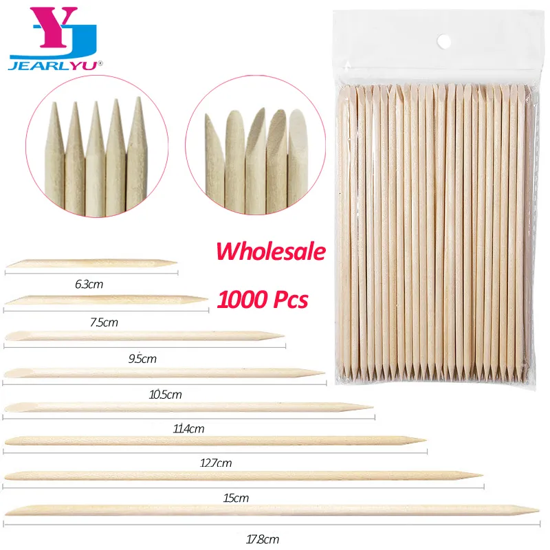 Cuticle Pushers Wholesale 1000 Pcs Orange Wood Stick Cuticle Pusher For Manicure Pedicure Dead Skin Remove Gel Nail Polish DIY Salon Design Tool 230616