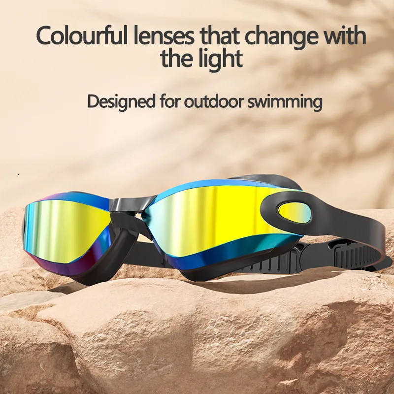 Goggles Professional Swimming Goggles for Men Women Anti-dim UV Plating Waterproof Justerbar silikondykning Vuxna Pool Glasögon 230617