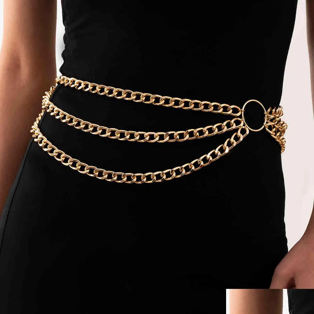 Belly Chains Lacteo Exaggerated Mti Layer Thick Chunky Waist Chain For Women Fashion Trendy Round Circle Charm Belt Jewelry Dhgarden Dhgye