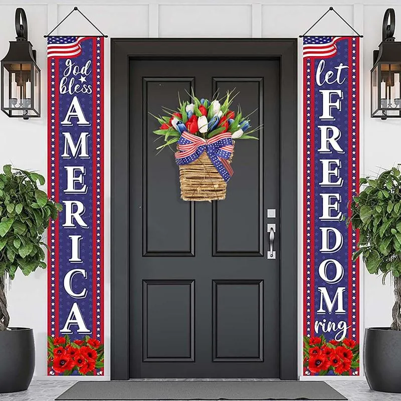 Flores decorativas para pendurar na porta do Dia Nacional dos Estados Unidos, cesta da independência, coroa de flores na frente da casa