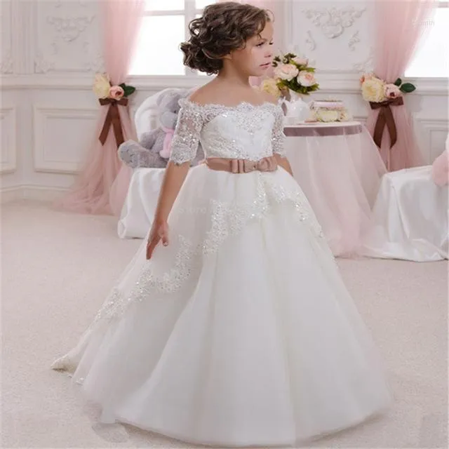 Christmas Tulle Ball Gown For Baby Girls Communion Dress Lace