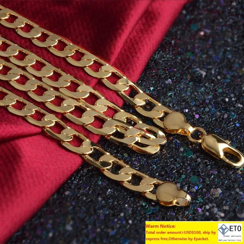 P Classic Cuban Link Chain Necklace Bracelet Set Fine 18k Real Solid Gold Filled Fashion Men Women 039 S Jewelry Accessories Pe4615238