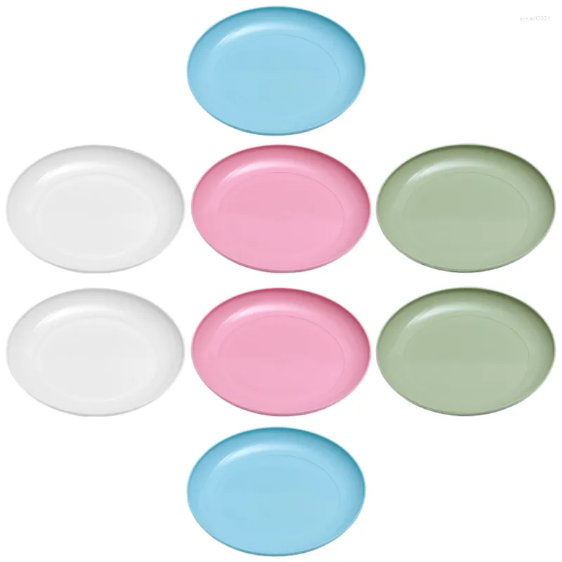 Dinnerware Sets 8 Pcs Disc Nordic Decor Serving Tray Pp Handle Plastic Plate Storage Child Handheld Fruit