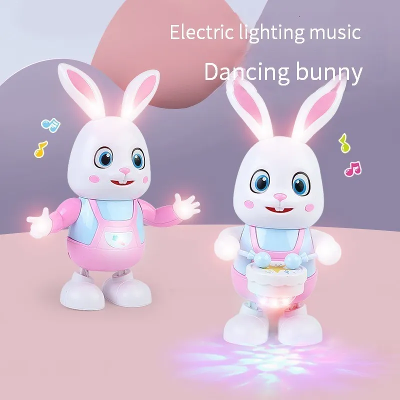 Electronic Pets Robot Rabbit Dancing Sing Song Bunny Music Animal Beat Drum z LED Cute Electric Pet Toy Birthday Prezent 230617