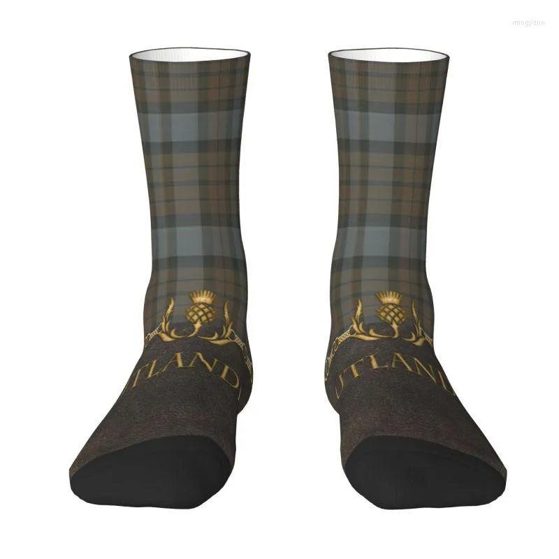 Herrensocken aus Leder und Schottenkaro, Outlander-Muster, für Männer und Frauen, Crew, lustig, modern, kariert, kariert, Textur, Frühling, Sommer, Herbst, Winter, Kleid