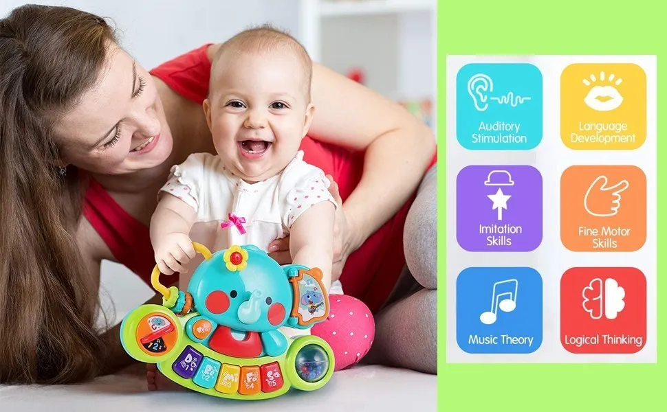 HOLA Juguetes para regalo de cumpleaños de niño de 1 año: juguete musical  de xilófono 4 en 1, juguetes Montessori para regalos de niña de 1 año