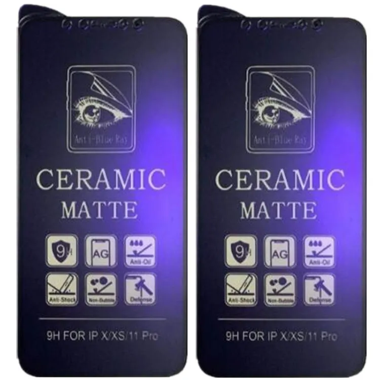 واقي الشاشة لـ iPhone 15 Pro Max 14 Plus 13 Mini 12 11 XS XR X 8 7 SE Ceramics Film Matte Cover Cover Explosion Anti Blue Protect