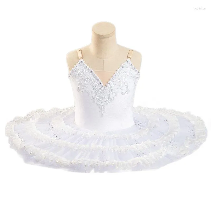 Stage Wear Blanc Swan Lake Costumes Ballet Tutu Jupe Velours Tops Pour Ballerine Robe Professionnel Enfant Enfants Filles Femme Cerceau En Acier