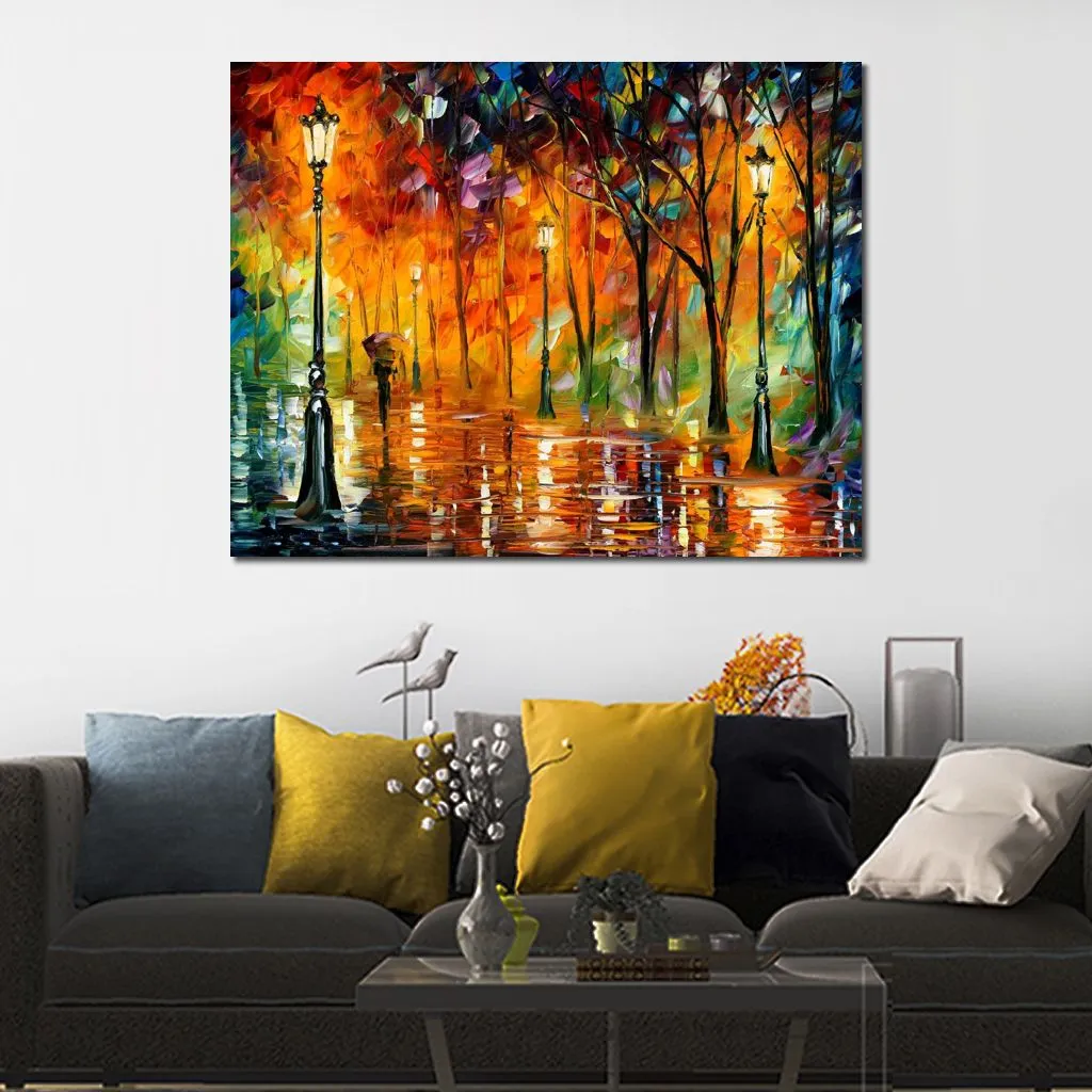 Handgemaakte Canvas Art Storm van Emoties Hedendaagse Olieverfschilderijen Straten Mensen Schilderen Badkamer Decor