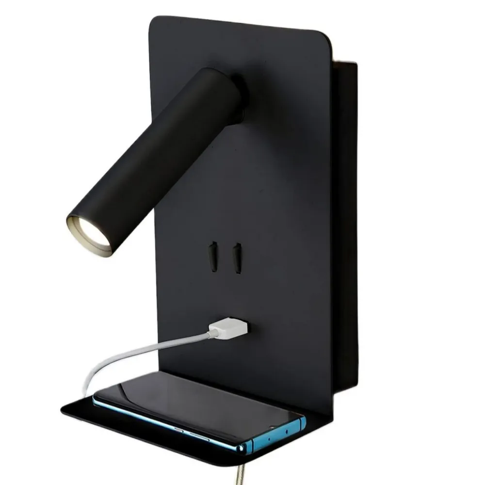 TOPOCH SWEGING ARM WAARDE SCONCE Verstelbare leeslicht Dubbele schakelaars Oppervlakte Montage Schakelaar Bunk Bedlampen voor slaapkamer Woonkamer AC100-240V 5V 2A USB PORT Telefoonplank