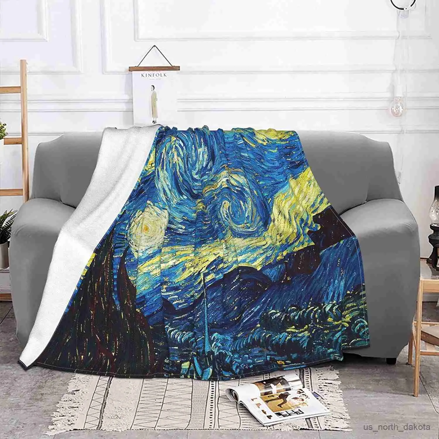 Deken Kunst Deken Sterrennacht Wollen Deken Super Zacht Beddengoed Sofa Pluche Deken Cadeau Slaapkamer Decor R230617