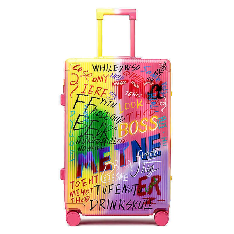 Fashion personality painted graffiti luggage new men and women trolley code travel box designer suitcase 0625-222-23