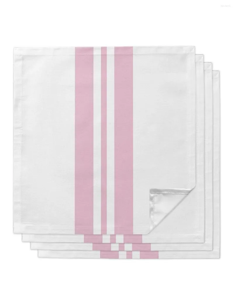 Table Napkin 4pcs Stripes Pink Holiday Square Napkins 50cm Party Wedding Decoration Cloth Kitchen Dinner Serving