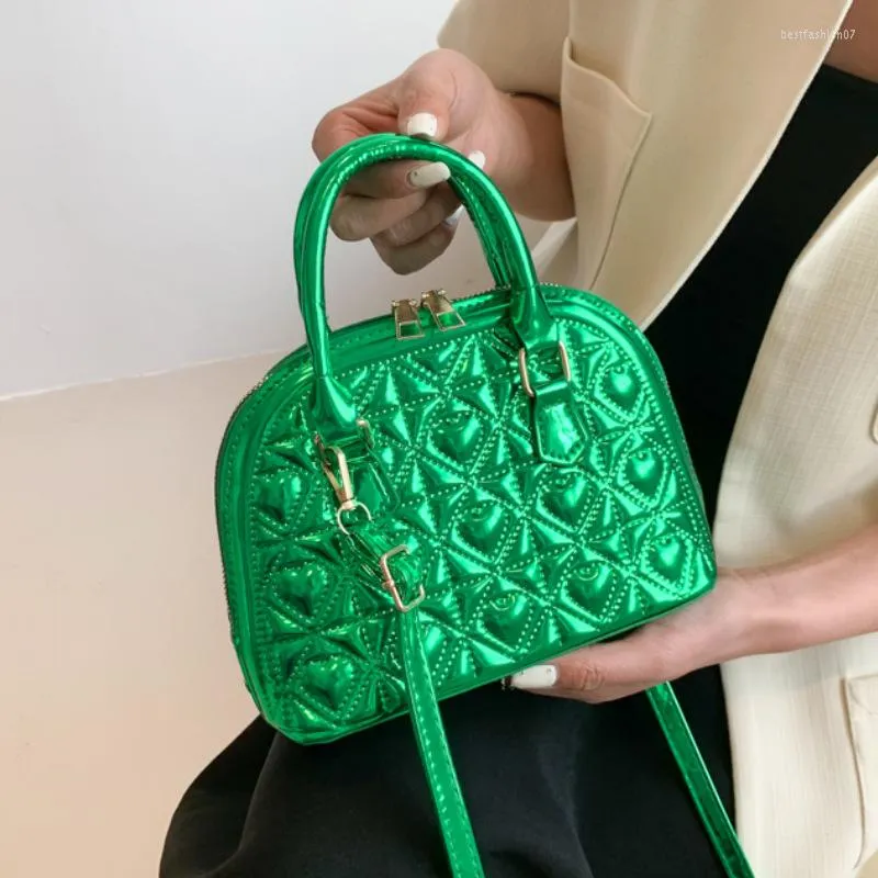 Sacs de soirée sac pour femme HSFUR Shell personnalité polyvalent une épaule bandoulière marque en cuir verni sac à main fourre-tout pour les femmes