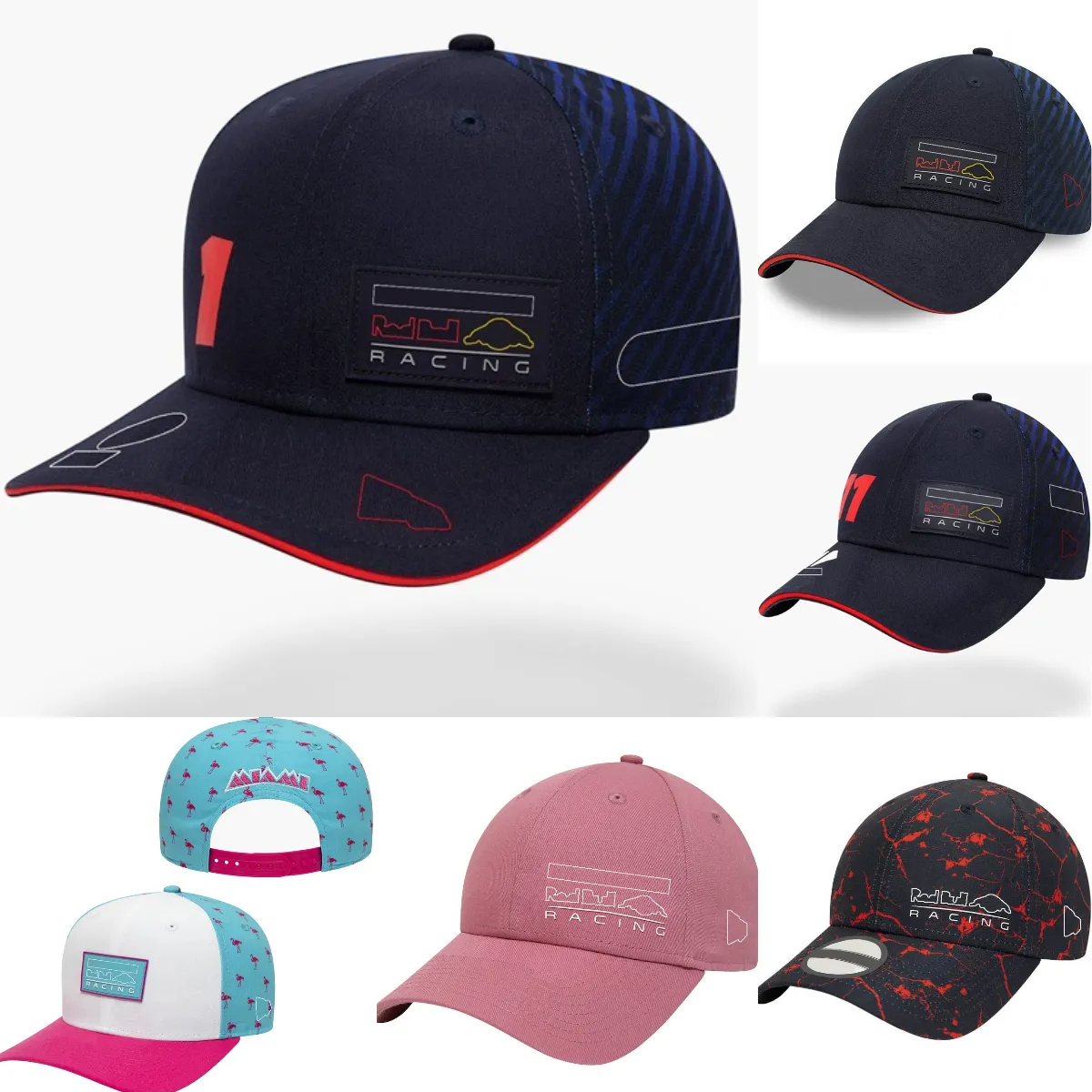 F1 2023 Team Racing Caps Fórmula 1 Driver Snapback Cap Curvo Unissex Moda Bordado Boné de Beisebol Masculino Casual Clássico Visor Cap