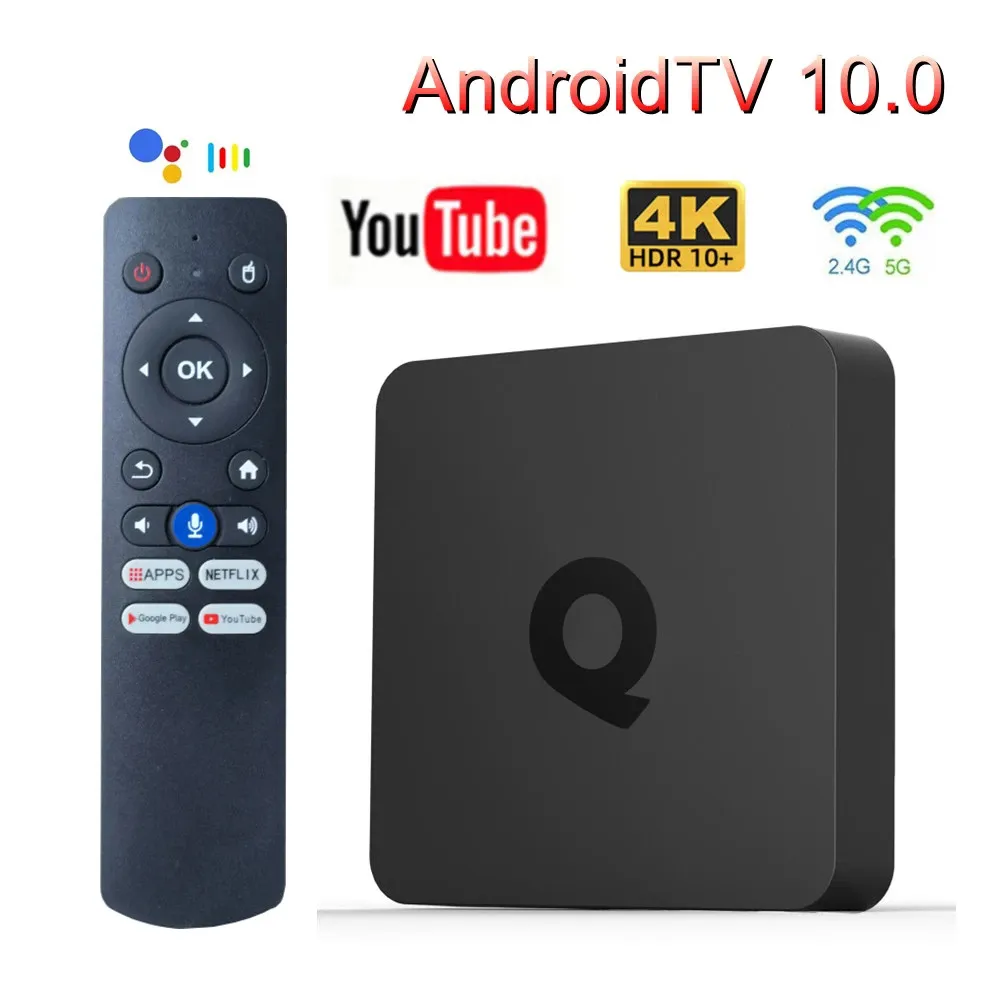 TV Box Android 10 Q1 ATV Allwinner H313과 BT 음성 쿼드 코어 5G WiFi 4K 2GB 16GB 스마트 TV Android Box 세트 탑 박스