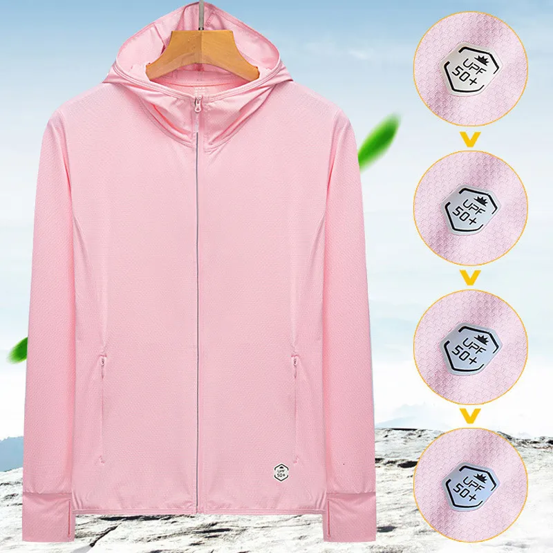 Summer Sunscreen Clothes Men Women Outdoor Riding Fishing Sun UV Protection  Clothing Ice Silk Breathable Hoodie