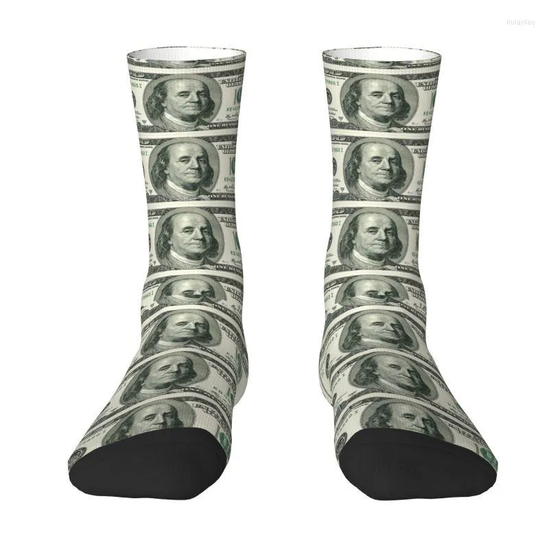 Men's Socks Hundred Dollars Bill Dress Men Women Warm Fashion Novelty Money Cash Print Crew