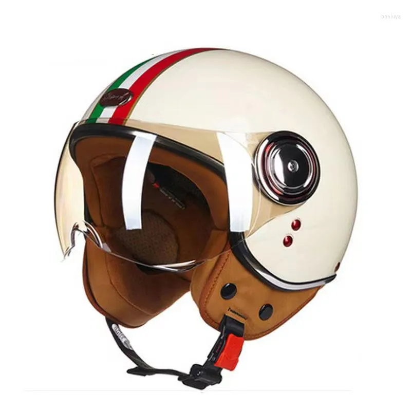 Casques de moto casque pour hommes femmes Vintage demi Moto Scooter quatre saisons universel été respirant