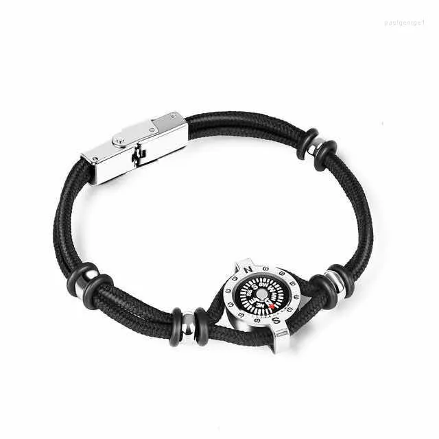 Strang Titan Stahl Armband Seil Abenteuer Klettern Kompass Schmuck Outdoor Camping Wandern Feld Navigation Werkzeuge Für Männer Und Frauen