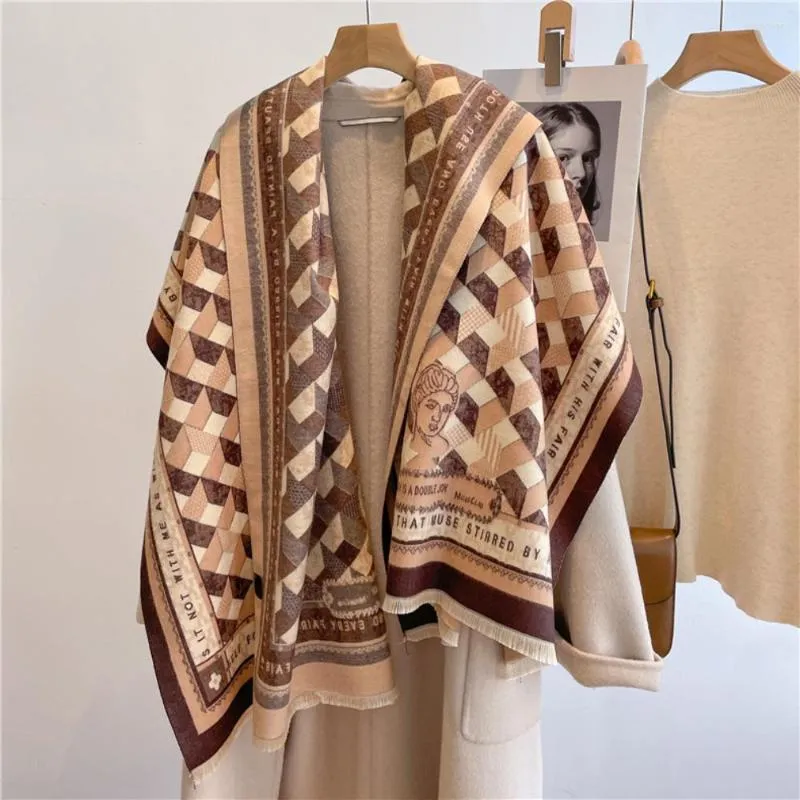 Halsdukar kvinnor halsduk vinter kashmir omslag sjal plädtryck filt pashmina designer bufandas kvinnlig foulard 2023