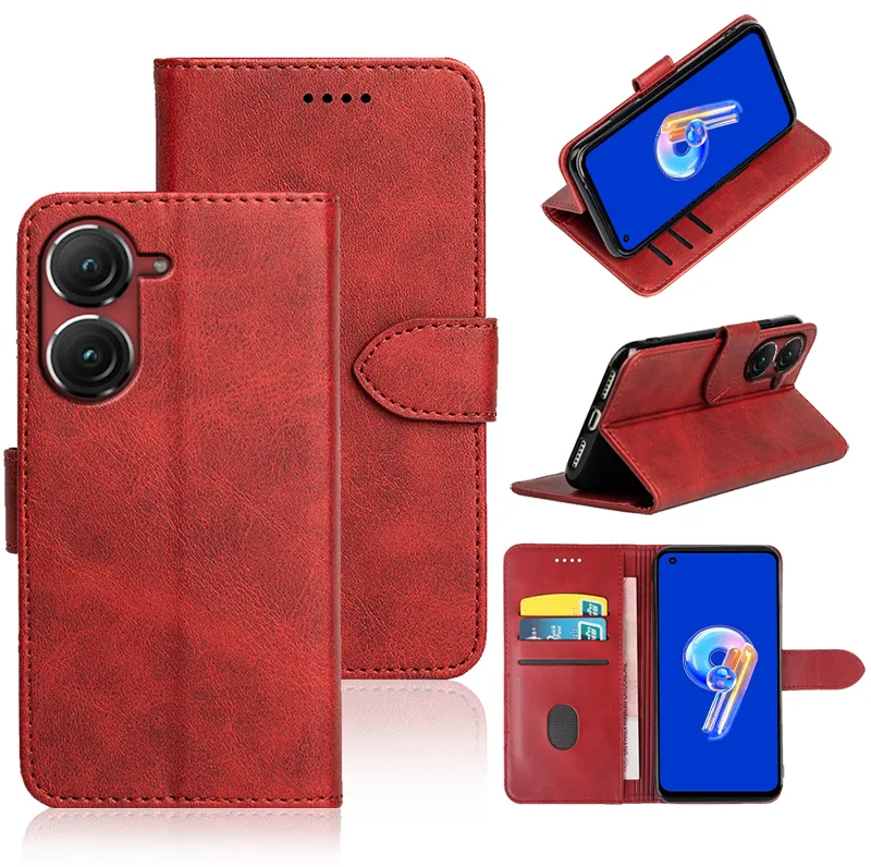 Leather Wallet Phone Case For ASUS ROG Phone 5 ZenFone 8 9 ZS590KS Flip Cover Wallet Mobile Phone Cases With Card Holder