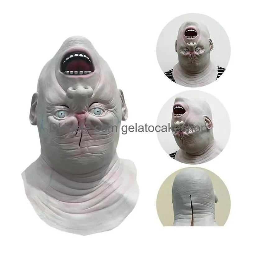 Other Event Party Supplies Halloween Mask Old Man Inverted Head Alien Fl Latex Face Headgear Masks Horror Ghost Masque Cosplay Dro Dhi5B