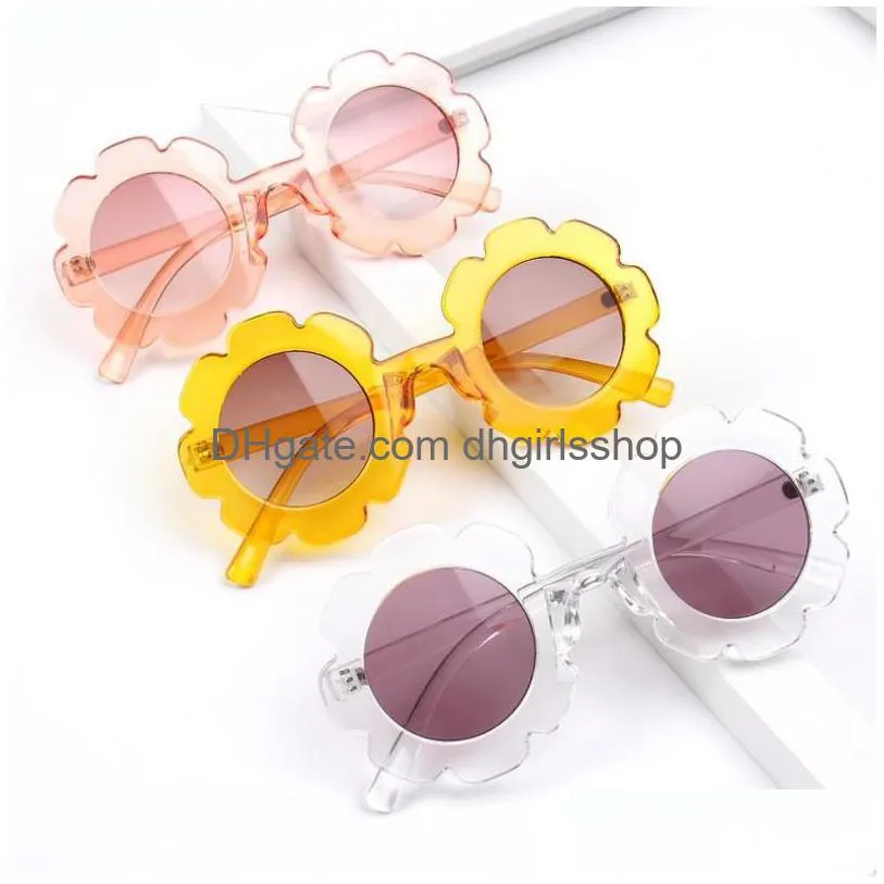 Sunglasses 1Pcs Vintage Kids Round Flower Baby Children Uv400 Sport For Girls Boys Sunflower Childrens Drop Delivery Fashion Accessor Dhhrc