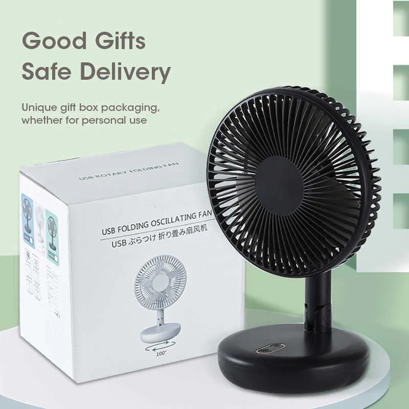 Electric Fans LED Light Wireless Punch-free Wall Mounted Air Folding Electric Ventilator Table USB Rechargeable