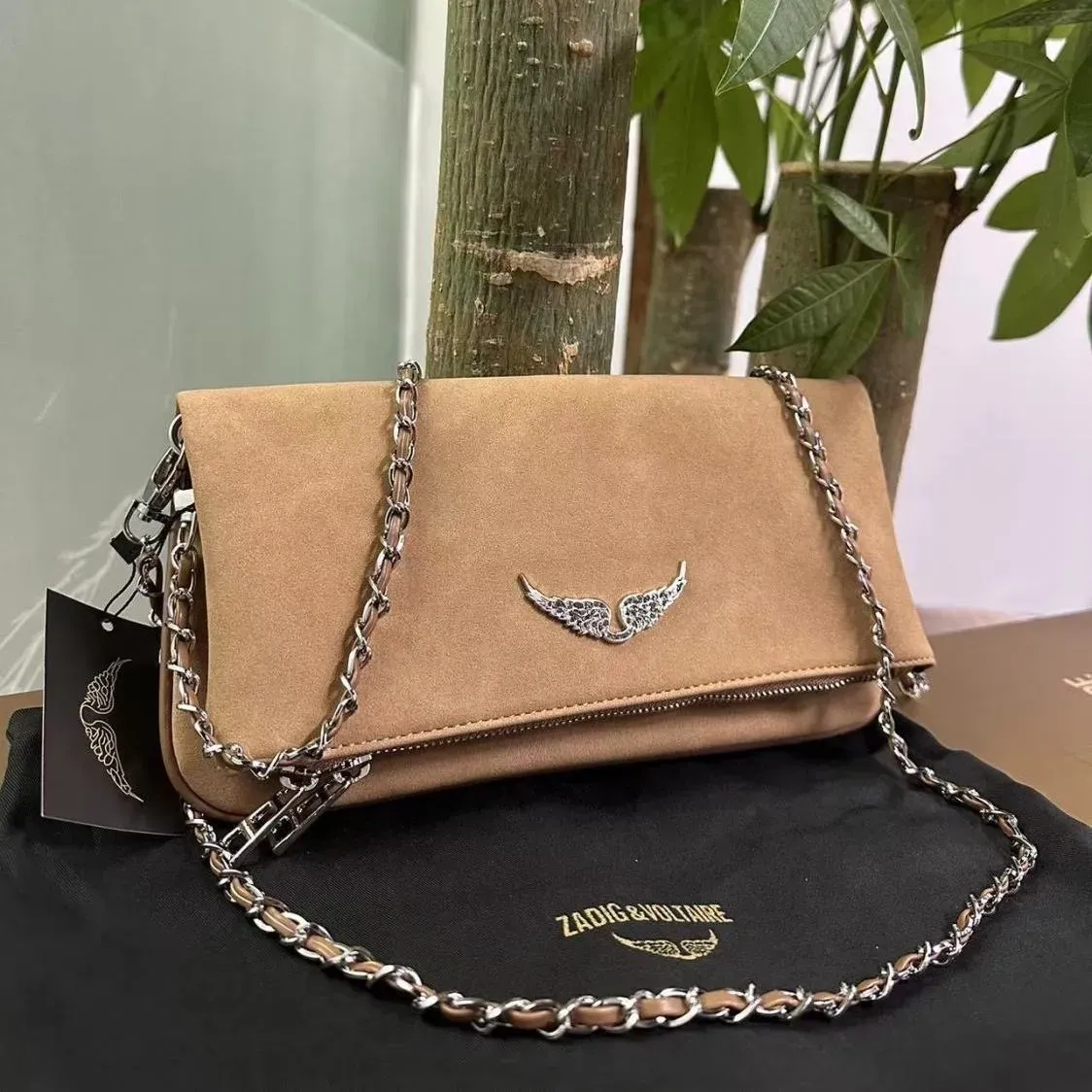 Pochette Rock Wings Zadig Voltaire Bag 최고 품질의 여성 토트 다이아몬드 디자이너 바게트 백 가죽 지갑 핸드백 체인 클러치 플랩 크로스 바디 숄더백