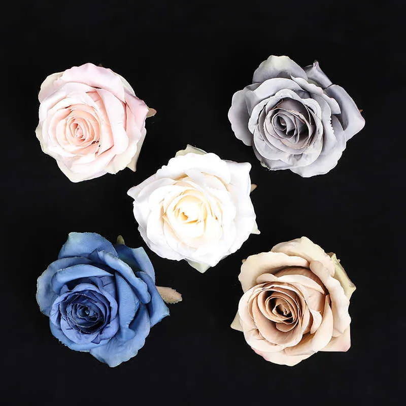 Dried Flowers 30pcs Artificial Silk Roses Head Christmas Decorations for Home Wedding Decorative Plants Wreaths Bridal Accessories