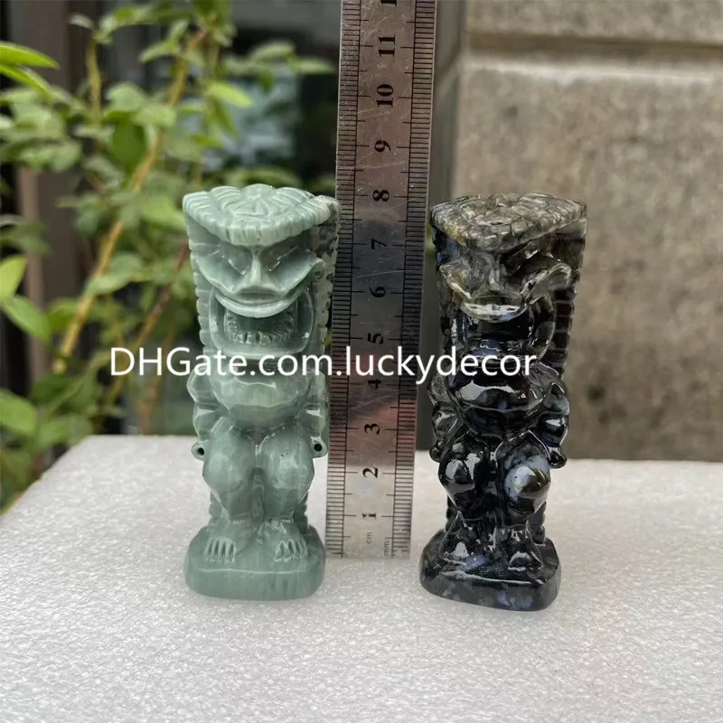 Que sera sten kanaloa tiki totem staty konst lushan jade gud av skydd naturlig kvarts kristall ädelsten hawaiian souvenir coco joes figurskulptur bar dekor