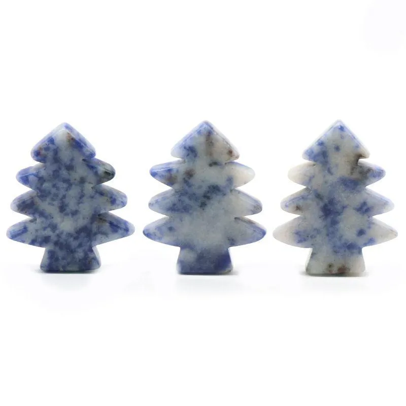 Collane con ciondolo 3 pezzi Pietre di cristallo curative di sodalite Mini albero di Natale Ornamento da scrivania Tasca Pietra Decorazione per ufficio a casa Dro Dhgip