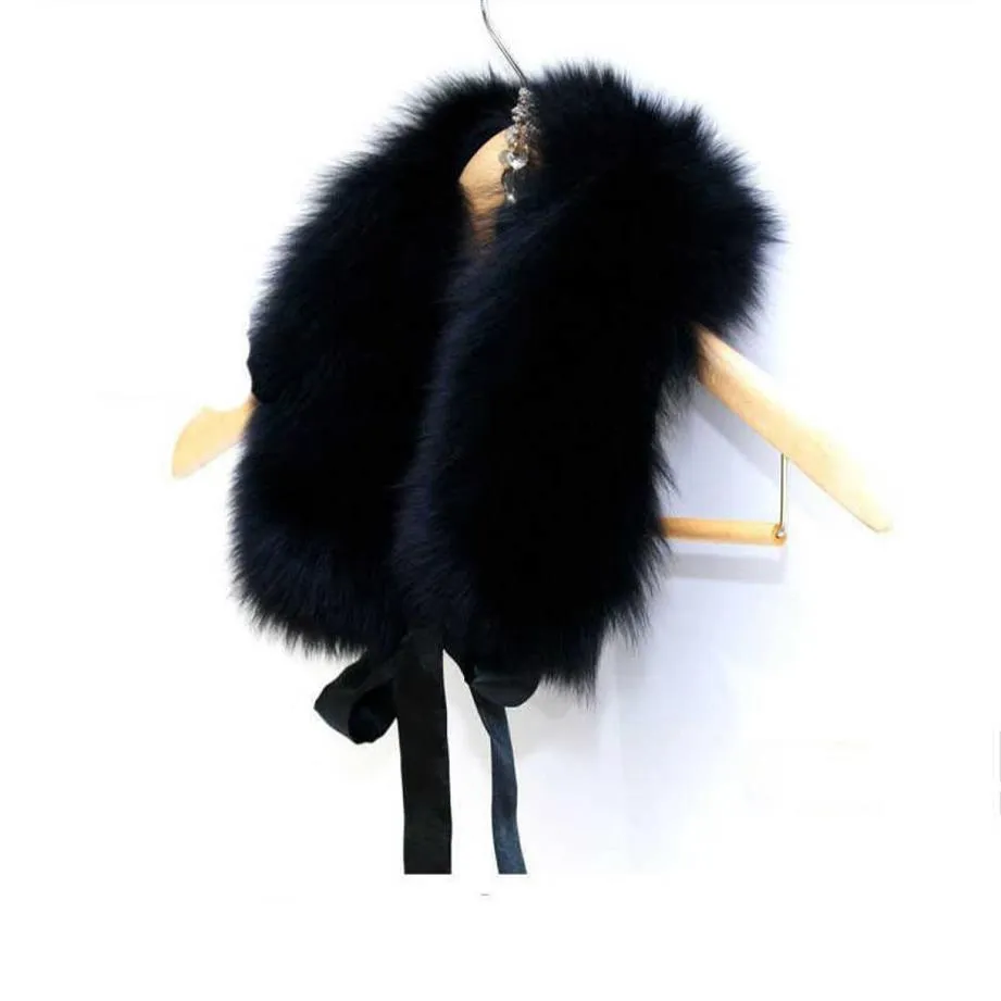 Faux Fur Collar Women Winter Fashion Ladies Luxury Brand Fake Fox Fur Scarf Shawl Scarves and Stoles Female 52cm Black White H0923285T