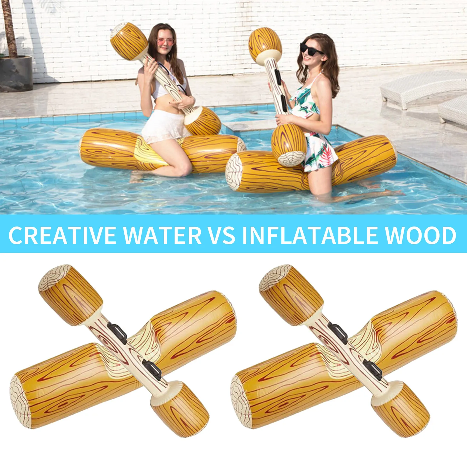 Inflatable Battle Log Rafts Fun Water Sport Floating Toys For Pool