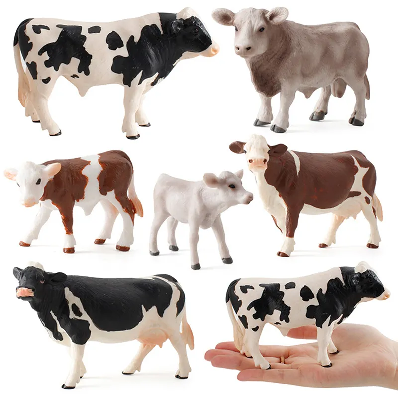 1Pc Zoo Farm Toys Model for Children Kids Baby Cow Action Figure Simulated Animal Figurine Plastic Models Educational Toys Gifts