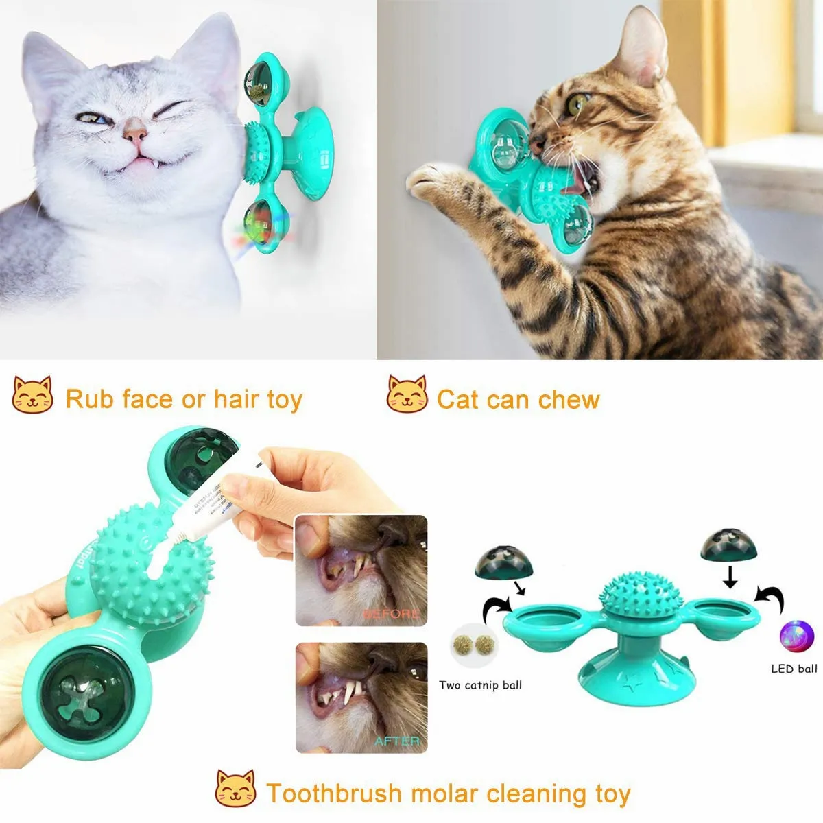 Compra online de Moinho de vento brinquedos para gatos, quebra-cabeça  giratório com escova, jogo de gato, brinquedos interativos para gatinhos,  suprimentos para animais de estimação