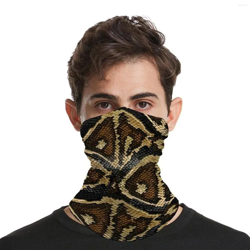 Bandanas Brown Beige Snakesskin Design Bandana Black Ball Phyton Scarf Unisex Outdoor Neck Cover Streetwear Sunscreen Head Wrap