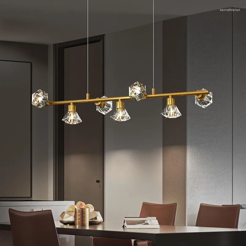 Hanglampen Koper Luxe Kristal LED Kroonluchter Goud En Zwart IJzeren Kunst Hoge Kwaliteit Restaurant Lamp Bar Nordic Eenvoudige Verlichting