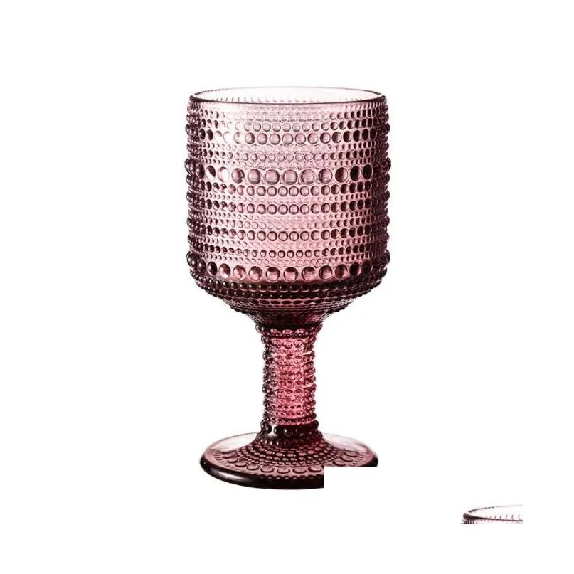 Vinglas Retro Cups Amber Relief Diamond Drinking Fruit Juice Wedding Party Champagne Cup Glass Drop Delivery Home Garden Kitche DHX5X