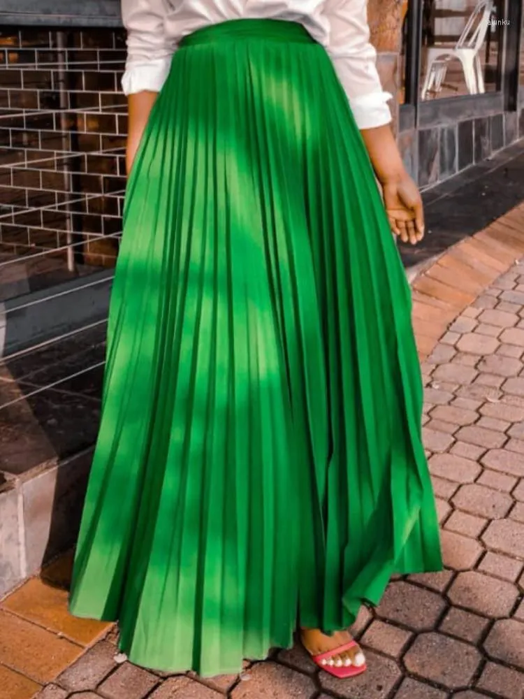 Spódnice długotrwały dla kobiet zielone wysoką talię linię przyczynową codzienną pracę na kostkę Świętuj Homecoming Event Maxi spódnica