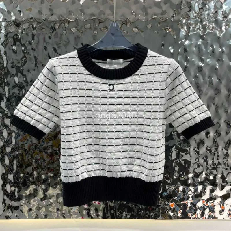 T-shirts en tricot pour femmes Designer FW T-shirt Pull Designer Tops avec broderie jacquard Lettre imprimée Piste Skim Crop Top Shirt Élasticité haut de gamme Pulls