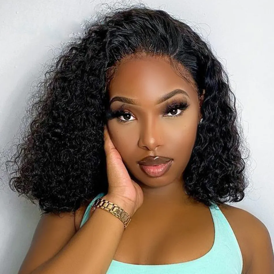 Deep Wave Short Bob 13x4 Lace Frontal Wig 180% Remy Short 4X4 Human Hair Wigs HD Transparent Lace Closure Wig For Women