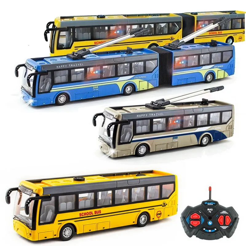 ElectricRC Car 1 48 4CH RC Bus Toy With Lights Electric Tourist Sightseeing Bus Simulation Campus Vehicle Kids Toy Car Boy Gift 230616