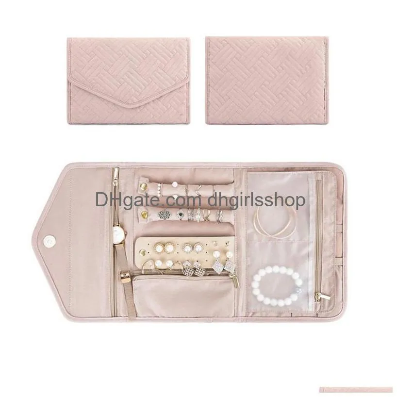 Sacchetti per gioielli Borse Organizer da viaggio Rotolo Custodia pieghevole per Journeyrings Collane Jewerly Storage Bag Drop Delivery Packaging Disp Dhu1J