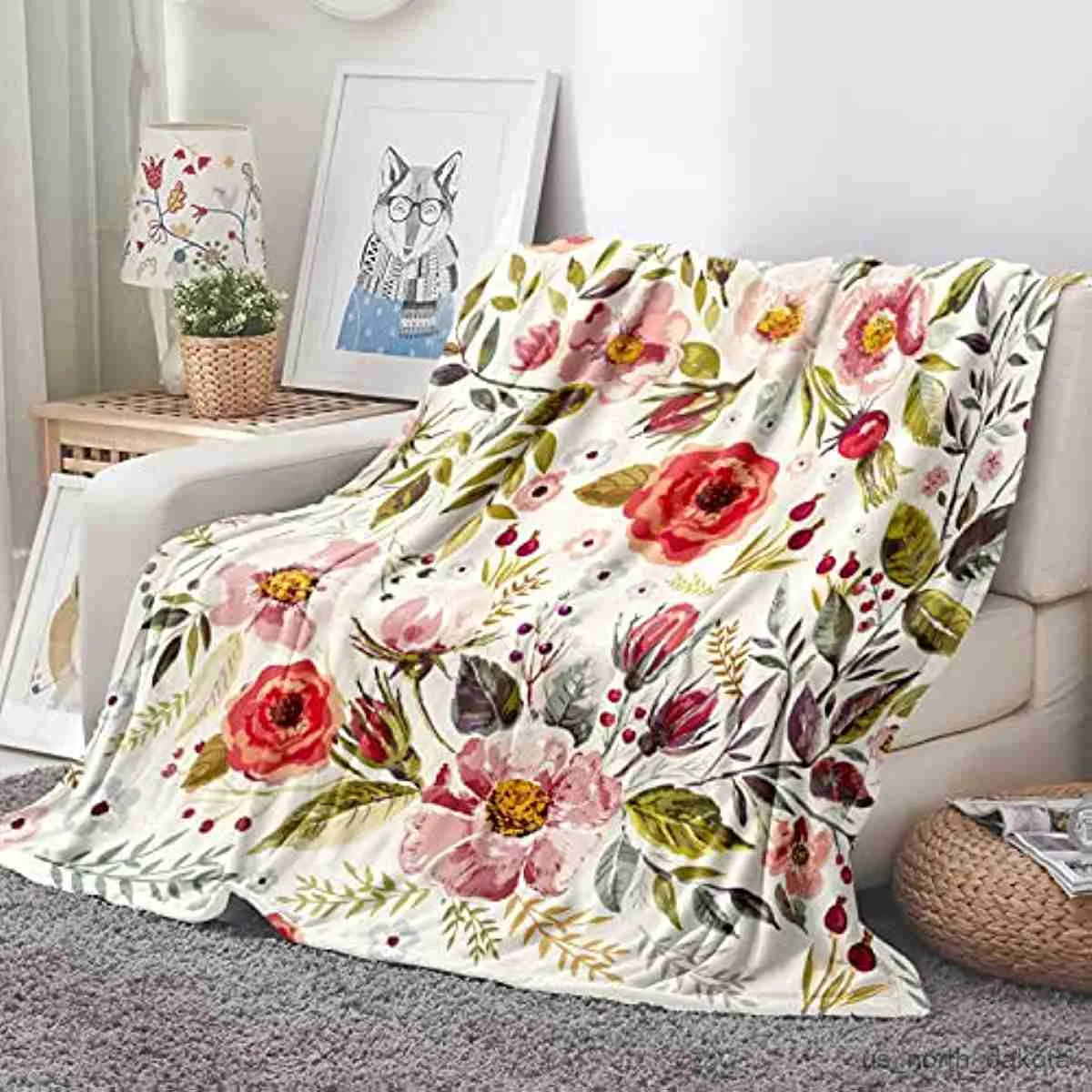 Blanket Wildflowers Floral Throw Blanket Floral Printed Blanket Super Soft Throw Blanket Lightweight Fluffy Plush R230617