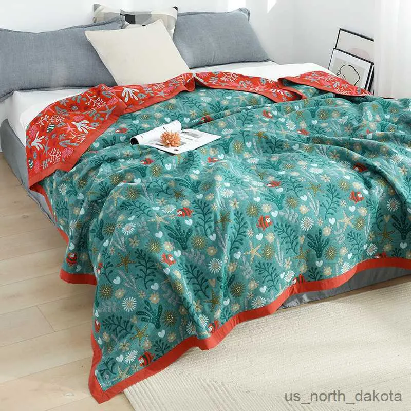 Cobertor de gaze de algodão colcha de algodão para cama de lençol plano 200*230 150*200 dupla face R230617
