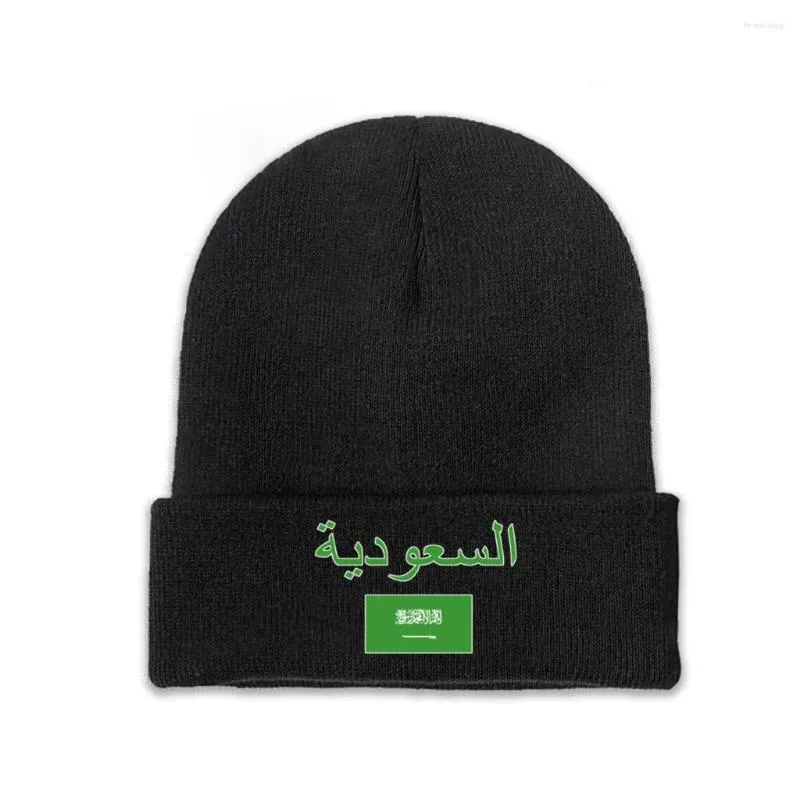 Boinas Arábia Saudita Bandeira do País Top Estampado Homens Mulheres Unissex Chapéu De Malha Inverno Outono Gorro Boné Quente